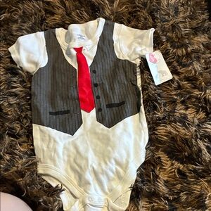 Baby Onesie with Vest and Tie Design